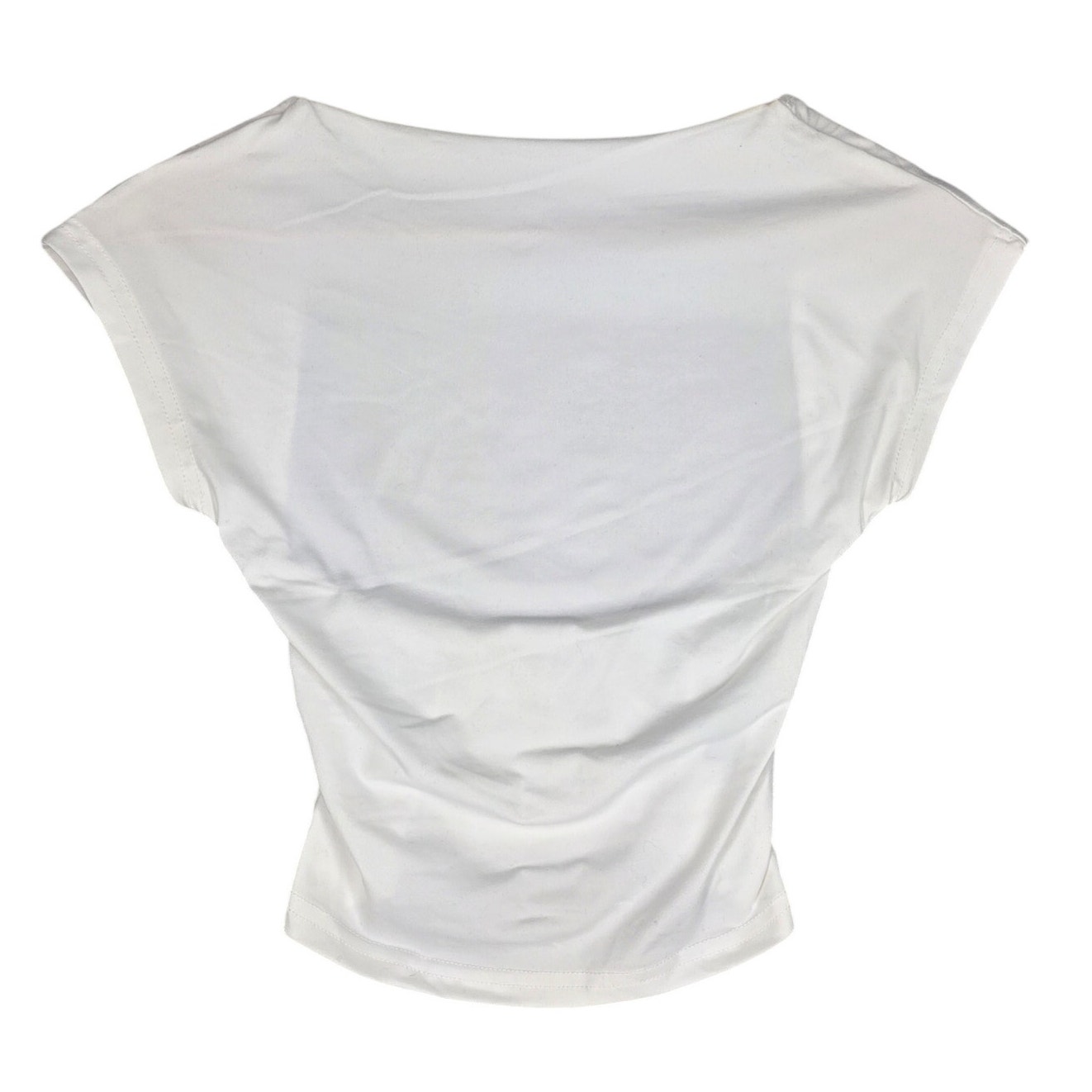Shein Shortsleeve Open Back Top Women’s Xs White Crew Neck Casual Basic